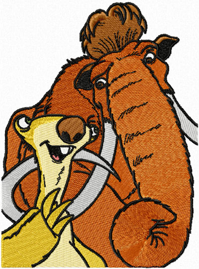 Friends Manny and Sid machine embroidery design